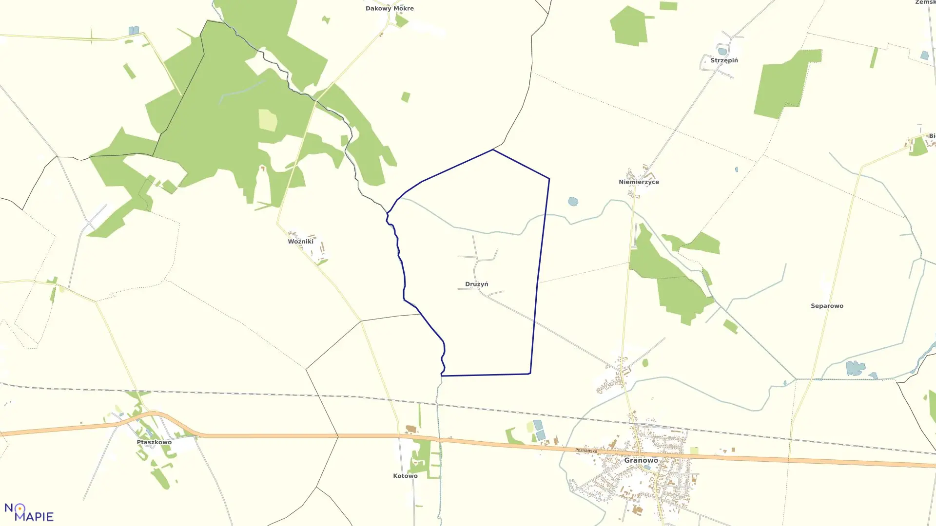 Mapa obrębu DRUŻYN w gminie Granowo