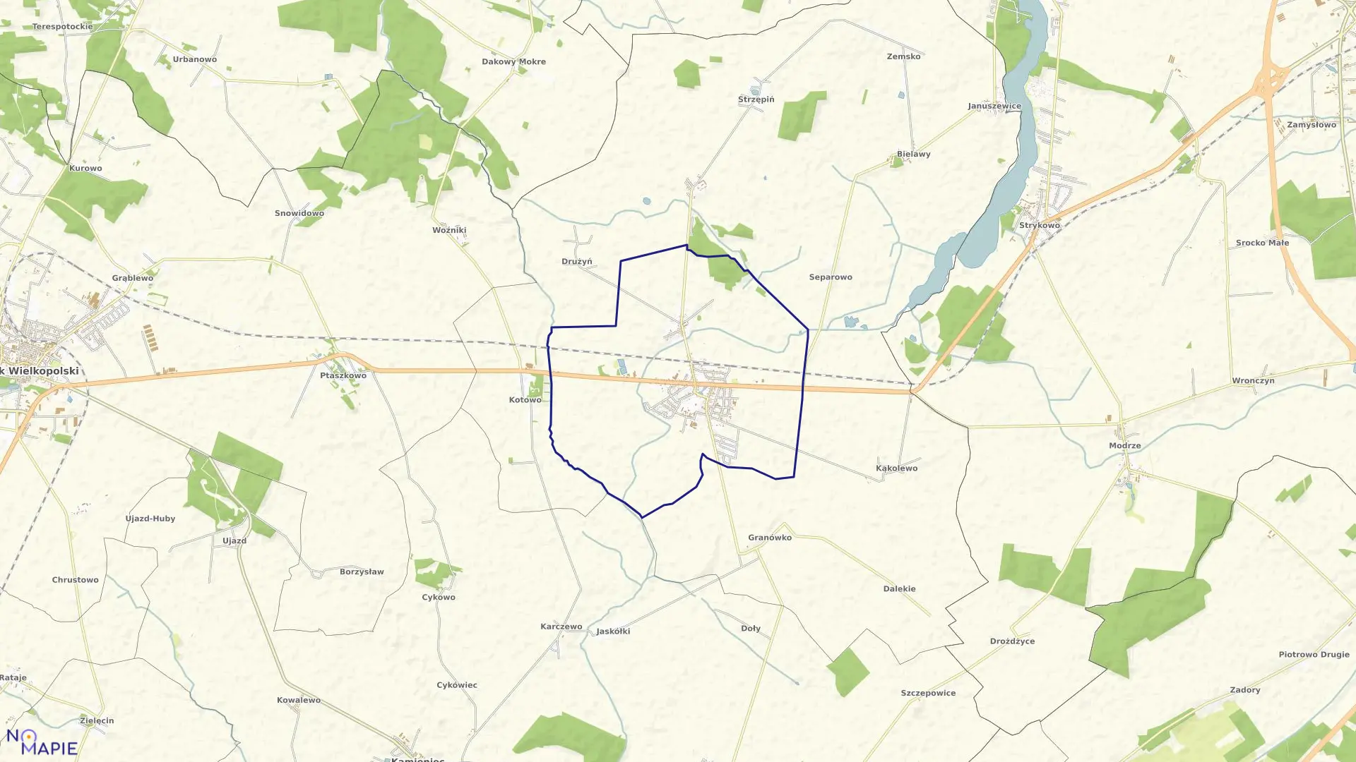 Mapa obrębu GRANOWO w gminie Granowo