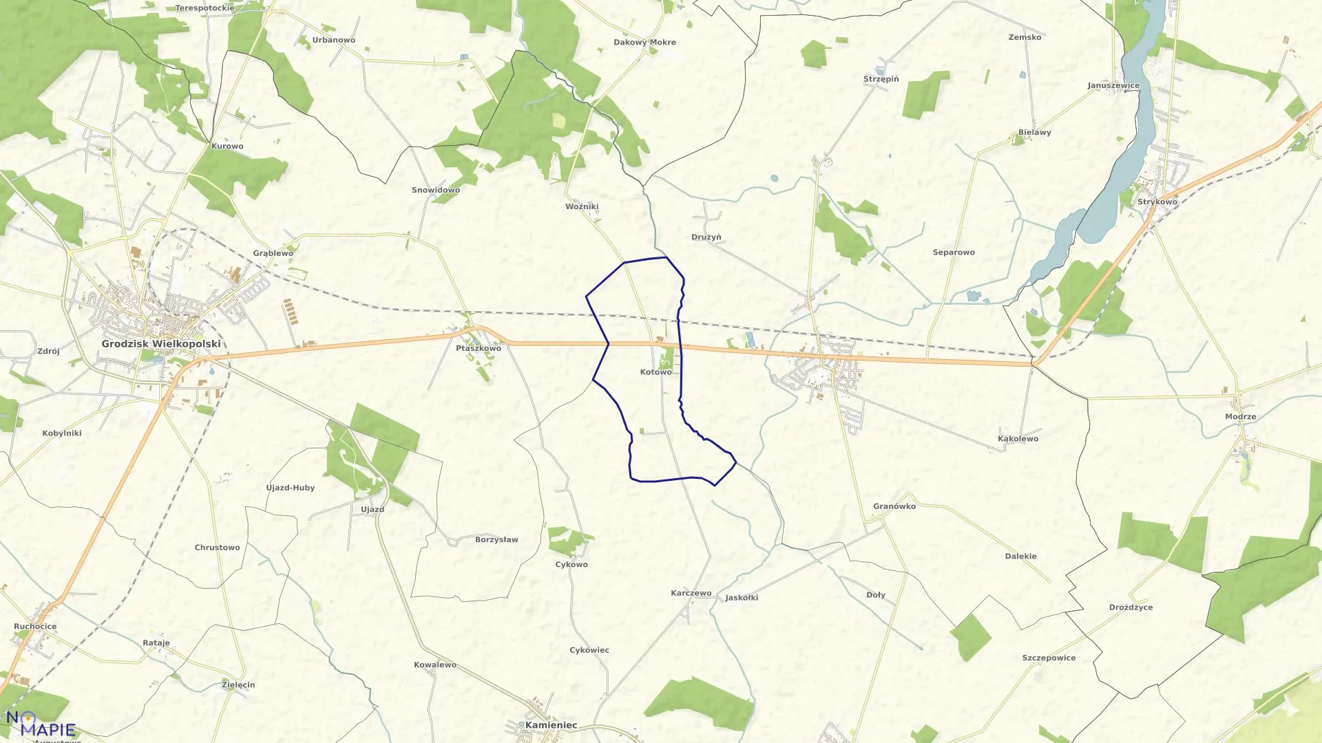 Mapa obrębu KOTOWO w gminie Granowo