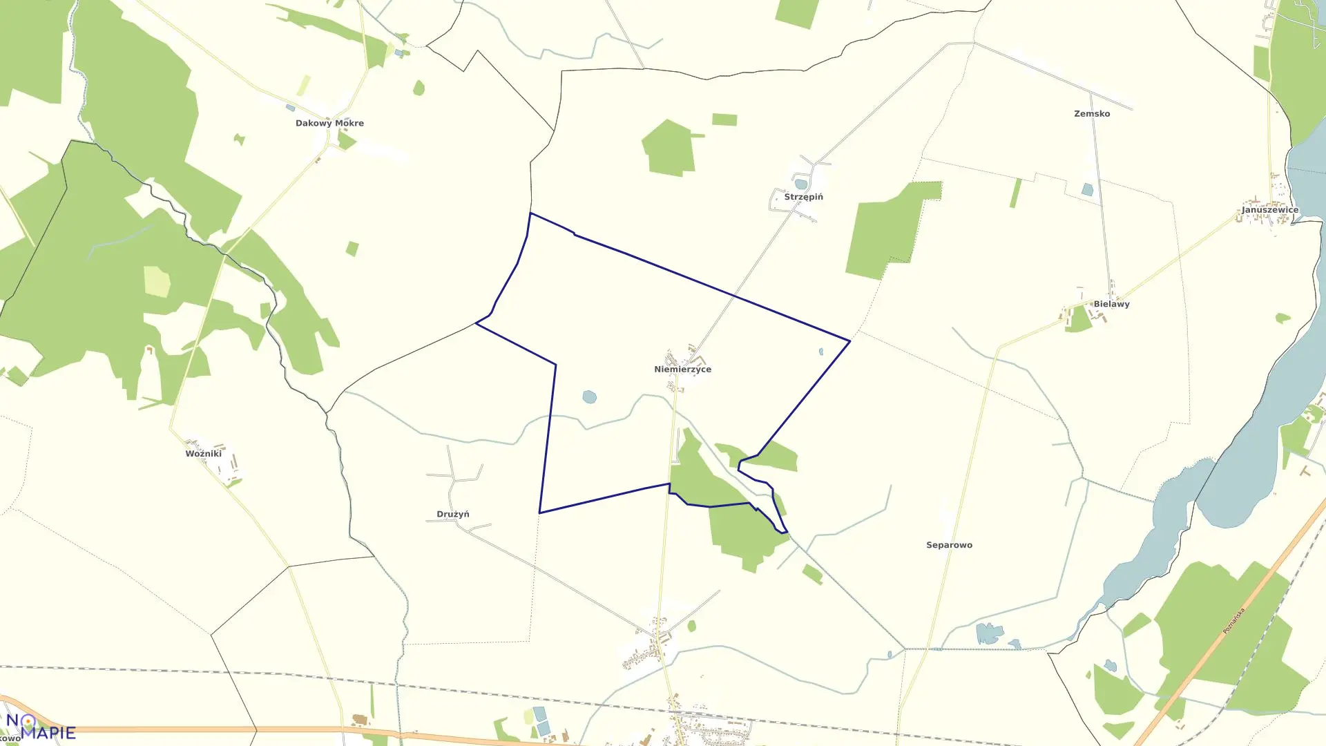 Mapa obrębu NIEMIERZYCE w gminie Granowo