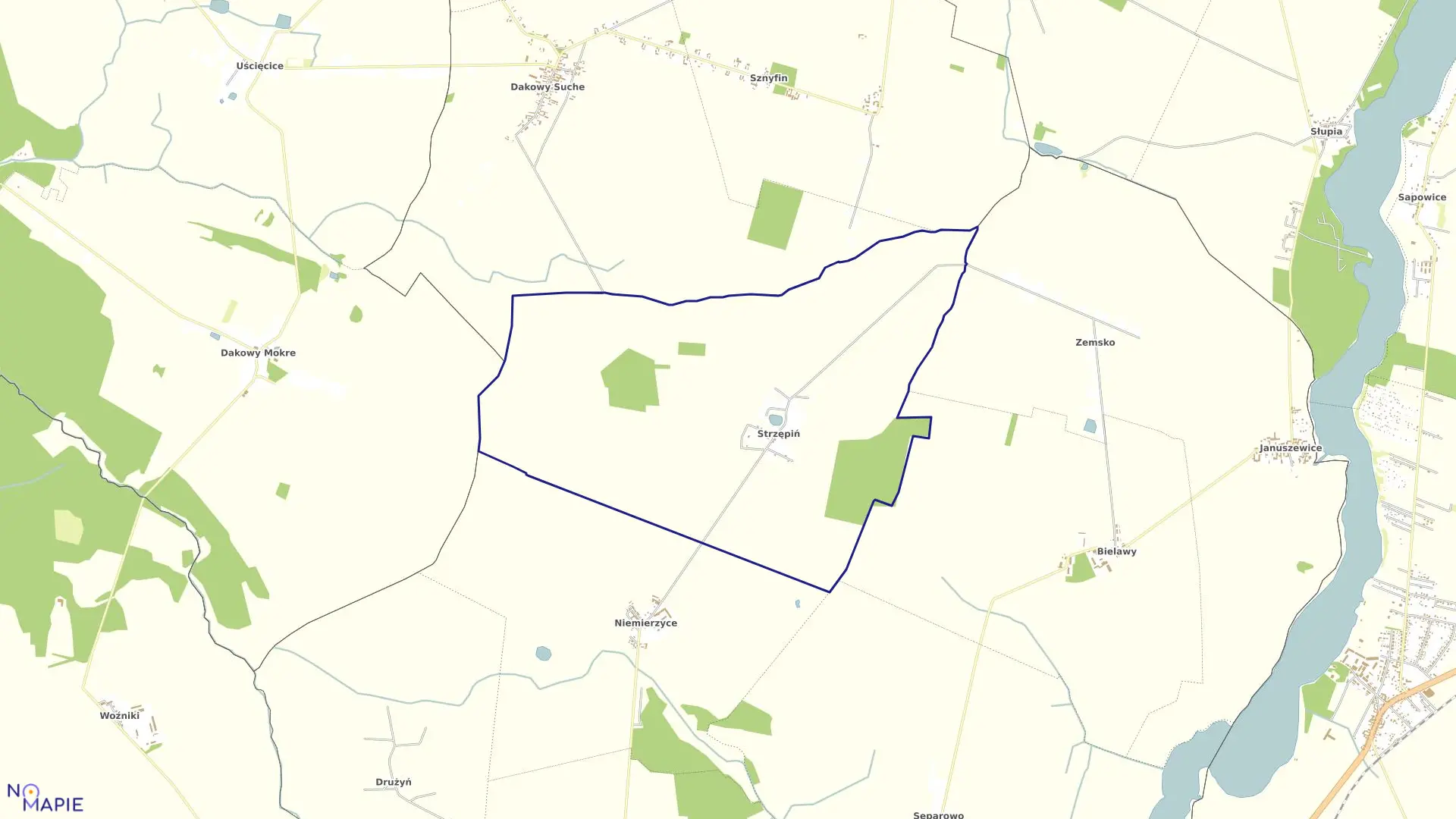 Mapa obrębu STRZĘPIŃ w gminie Granowo